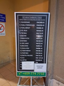 cartel con precio de taxi