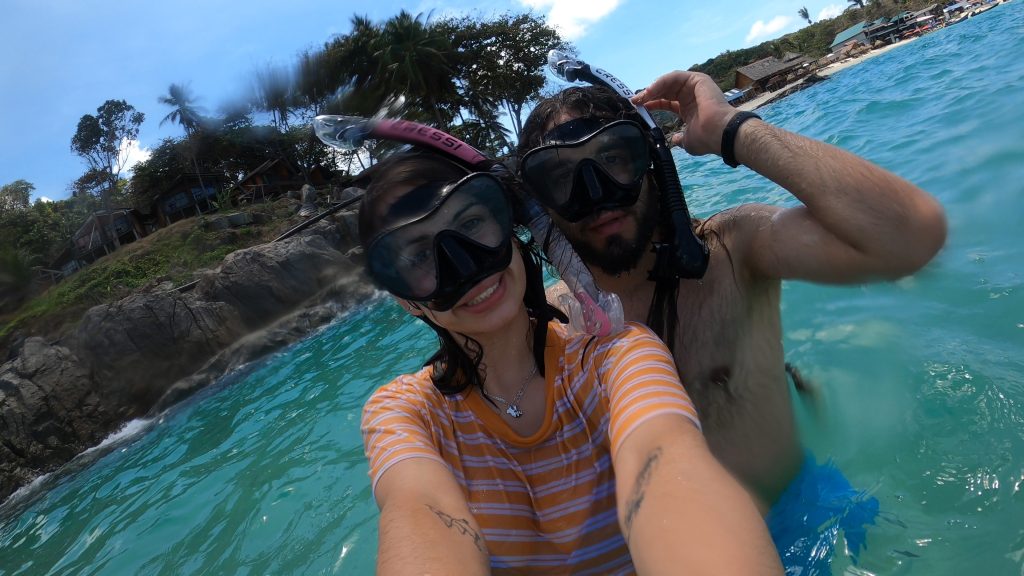 pareja snorkel