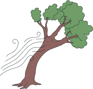 icono viento y árbol